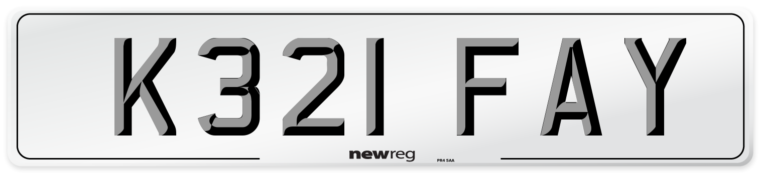 K321 FAY Number Plate from New Reg